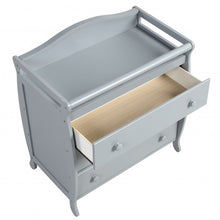 Load image into Gallery viewer, 3-Drawer Dresser Changing Table with Safety Belt Guardrails-Gray