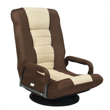 Load image into Gallery viewer, 360-Degree Swivel Gaming Floor Chair with Foldable Adjustable Backrest-Brown