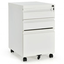 Load image into Gallery viewer, 3-Drawer Mobile File Cabinet Stee with Lock-White