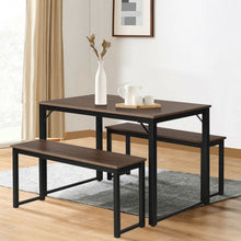 Load image into Gallery viewer, Modern 3 Piece Dining Table with 2 Benches