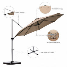 Load image into Gallery viewer, 11' Patio Offset Cantilever Umbrella 360° Rotation Aluminum Tilt-Tan