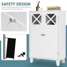 Load image into Gallery viewer, Wooden Freestanding Storage Cabinet with Visible Windows and 1 Adjustable Shelf