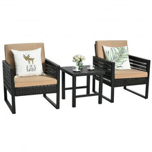 Load image into Gallery viewer, 3Pcs Patio Rattan Bistro Cushioned Furniture Set