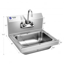 Load image into Gallery viewer, Stainless Steel Sink NSF Wall Mount Hand Washing Sink w/ Faucet and Back Splash