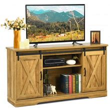 Load image into Gallery viewer, 59" TV Stand with Adjustable Shelf and Sliding Barn Door Cabinet-Golden