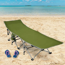 Load image into Gallery viewer, Folding Camping Cot with Side Storage Pocket Detachable Headrest-Green