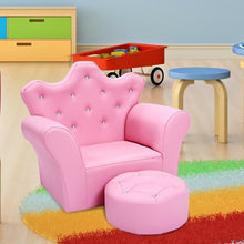 Load image into Gallery viewer, Pink Kids Sofa Armrest Couch with Ottoman