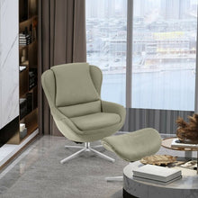Load image into Gallery viewer, Swivel Top Grain Leather Lounge Armchair Rocking Chair with Ottoman-Gray