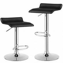 Load image into Gallery viewer, Set of 2 Adjustable PU Leather Backless Bar Stools-Black