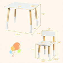 Load image into Gallery viewer, Kids Wooden Table & 2 Chairs Set-White