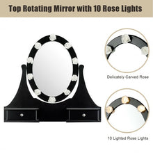 Load image into Gallery viewer, 3 Drawers Lighted Mirror Vanity Dressing Table Stool Set-Black