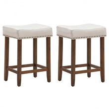 Load image into Gallery viewer, Set of 2 Nailhead Saddle Bar Stools 24" Height