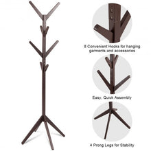 Load image into Gallery viewer, Wood Coat Rack Clothes Holder Hall Stand