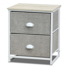Load image into Gallery viewer, Metal Frame Nightstand Side Table Storage with 2 Drawers-Gray
