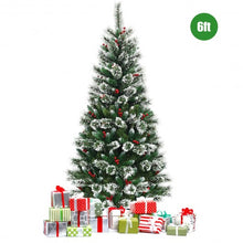 Load image into Gallery viewer, 6 ft Snow Flocked Artificial Christmas Hinged Tree