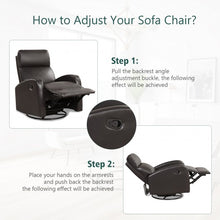 Load image into Gallery viewer, Recliner Chair Swivel Rocker Manual Single Sofa Lounger with Footrest-Brown