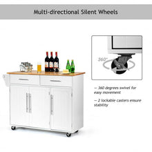 Load image into Gallery viewer, Kitchen Island Trolley Cart Wood Top Rolling Storage Cabinet-White