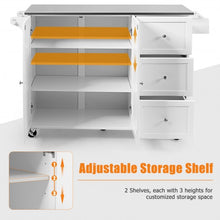 Load image into Gallery viewer, Kitchen Island 2-Door Storage Cabinet with Drawers and Stainless Steel Top-White