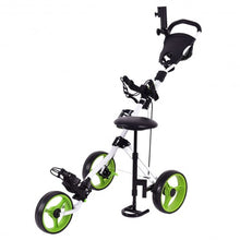 Load image into Gallery viewer, Foldable 3 Wheels Push Pull Golf Trolley with Scoreboard Bag
