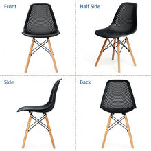 Load image into Gallery viewer, 2 Pcs Modern Plastic Hollow Chair Set with Wood Leg-Black