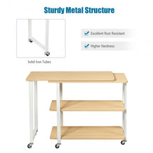 Load image into Gallery viewer, 360� Rotating Sofa Side Table with Storage Shelves & Wheels-Natural Wood