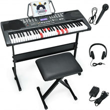 Load image into Gallery viewer, 61-Key Electronic Keyboard Piano with Lighted Keys and Bench