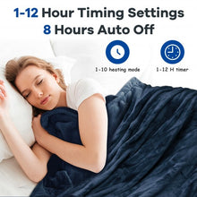 Load image into Gallery viewer, 62" x 84" Flannel Heated Electric Blanket with 10 Heating Levels-Blue
