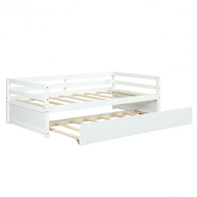 Load image into Gallery viewer, Twin Size Wooden Slat Trundle Platform-White