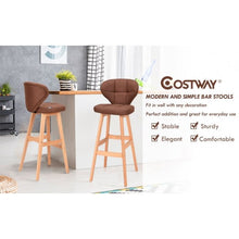 Load image into Gallery viewer, Set of 2 Brown Bar Stools Pub Chair Fabric