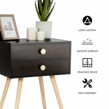 Load image into Gallery viewer, Mid Century Modern 2 Drawers Nightstand in Natural-Coffee