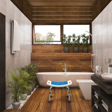 Load image into Gallery viewer, Shower Stool 6 Adjustable Height Non-Slip Padded Blue Seat