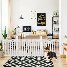 Load image into Gallery viewer, 24" Folding Wooden Freestanding Pet Gate Dog Gate with 360° Hinge -White