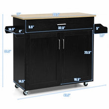 Load image into Gallery viewer, Rolling Kitchen Island Cart with Towel and Spice Rack-Black