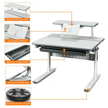 Load image into Gallery viewer, Adjustable Children's Study Table with Bookshelf & Tilted Desktop