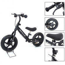 Load image into Gallery viewer, 12" Four Colors Kids Balance Bike Scooter with Brakes and Bell-Black