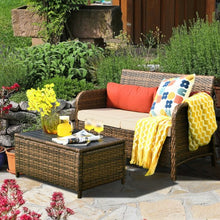 Load image into Gallery viewer, 2Pcs Cushioned Patio Rattan Furniture Set