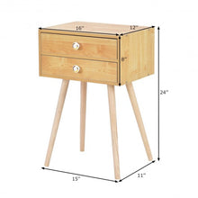 Load image into Gallery viewer, Mid Century Modern 2 Drawers Nightstand in Natural