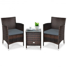Load image into Gallery viewer, 3 pcs Outdoor Rattan Wicker Furniture Set-Gray