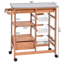 Load image into Gallery viewer, Bamboo Kitchen Shelf Island Trolley Cart