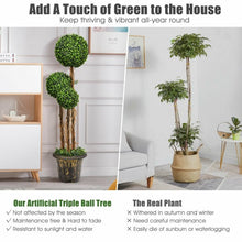 Load image into Gallery viewer, 4' Artificial UV Resistant Topiary Triple Ball Tree Plant