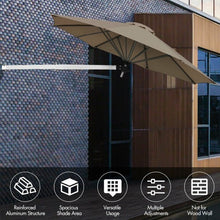 Load image into Gallery viewer, 8ft Wall-Mounted Telescopic Folding Tilt Aluminum Sun Shade Umbrella-Tan