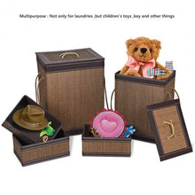 Load image into Gallery viewer, 5 pcs Square Bamboo Hamper Laundry Basket Storage Bin