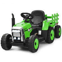 Load image into Gallery viewer, 12V Kids Ride On Tractor with Trailer Ground Loader-Green