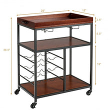 Load image into Gallery viewer, 3 Tier Storage Bar Serving Cart with Wine Rack