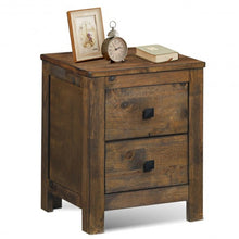 Load image into Gallery viewer, Wood 2 Storage Sliding Drawers End Nightstand-Oak