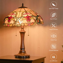 Load image into Gallery viewer, Tiffany-Style Victorian 2-Light Table Lamp with 16" Stained Shade