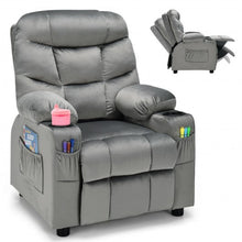Load image into Gallery viewer, Adjustable Lounge Chair with Footrest and Side Pockets for Children-Gray