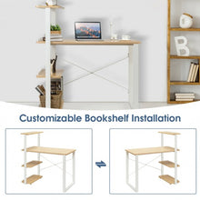 Load image into Gallery viewer, Reversible Computer Desk Study Table Home Office w/Adjustable Bookshelf-Natural