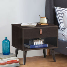 Load image into Gallery viewer, Nightstand Bedroom Table with Drawer Storage Shelf-Brown