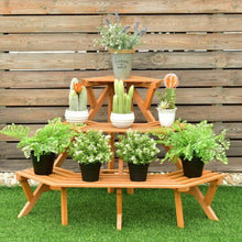 Load image into Gallery viewer, 3 Tiers Wooden Corner Plant Ladder Pot Holder Rack